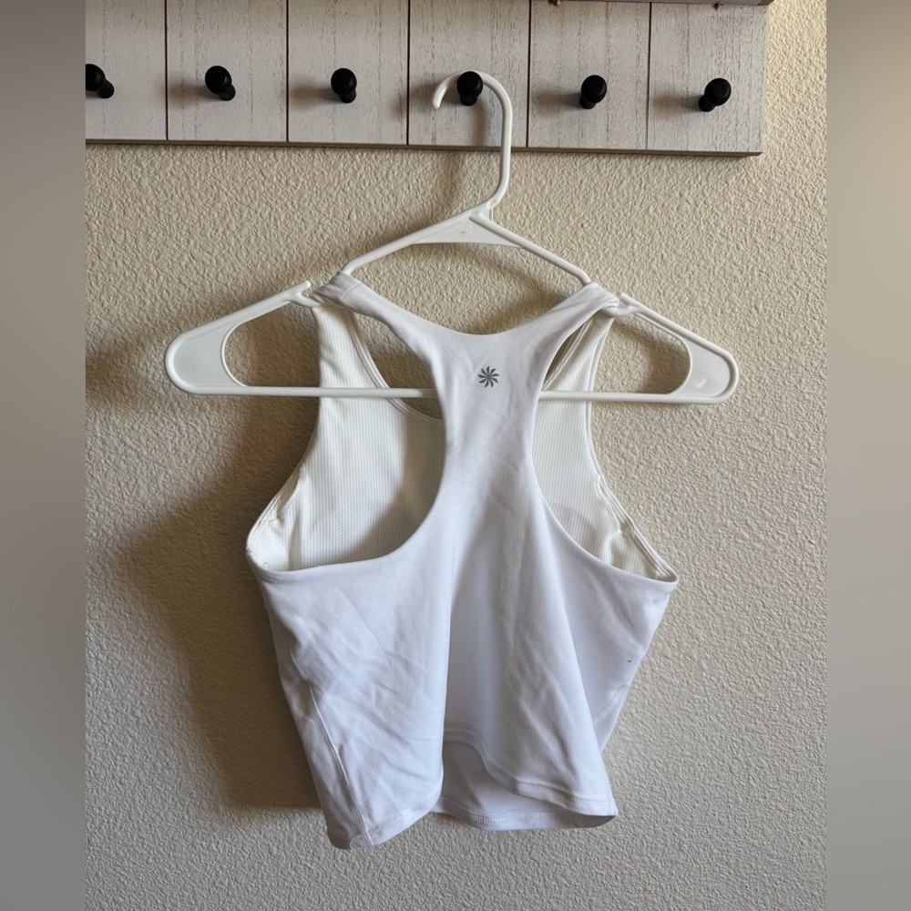 Athleta White Ribbed Racerback Tank - Picture 2 of 3